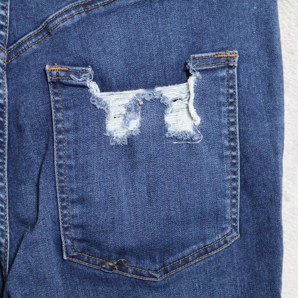 Good American Jeans Womens 14 32 Blue Good Waist Denim Distressed Whiskering - Picture 5 of 14